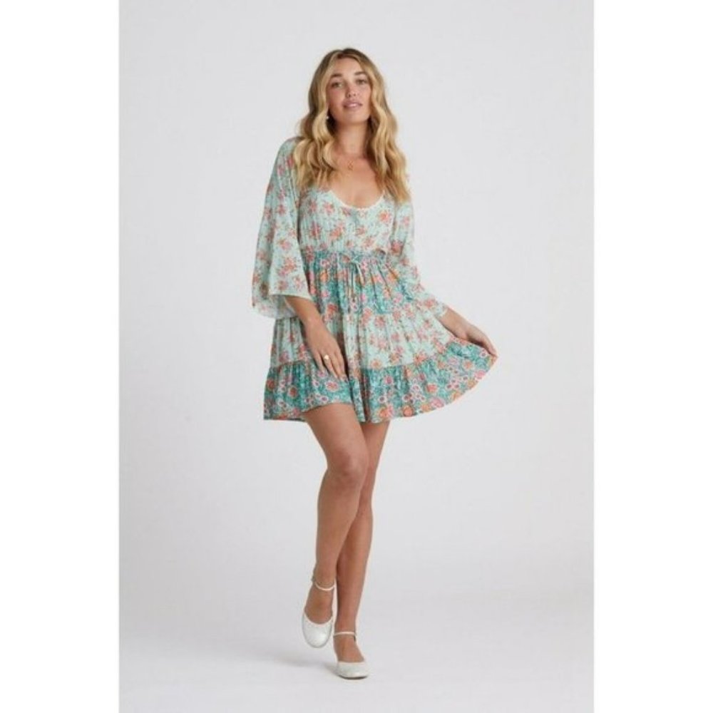 Arnhem Harmony Gypsy Mini Dress Sz6 Boho Floral Mint